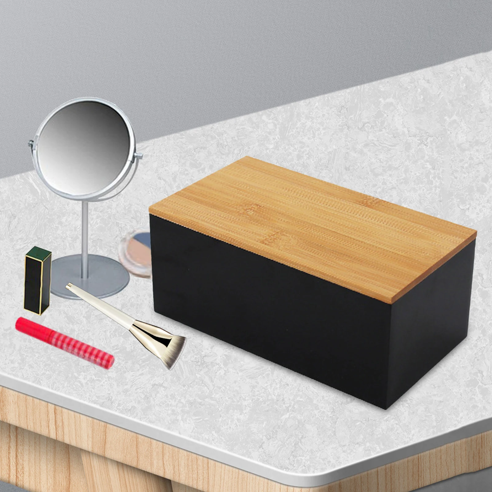 Organizador de escritorio multiusos, duradero, almacenamiento de artículos diversos, caja organizadora de maquillaje para tocador, tocador de escritorio, encimera de baño