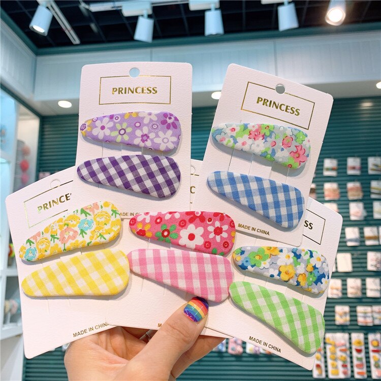 Koreaanse Kinderen Bloemenprint Haarspeld Meisje Bloem Bangle Side Haarspeld Baby Plaid Water Bb Clip