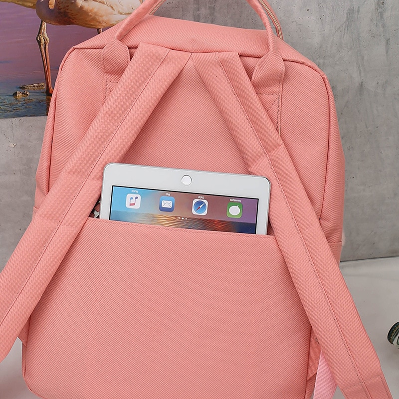 5 pièces/ensemble toile sacs d'école pour adolescentes couleur unie voyage sac à dos femmes Bookbags étudiant sac à dos sac à dos MD0158