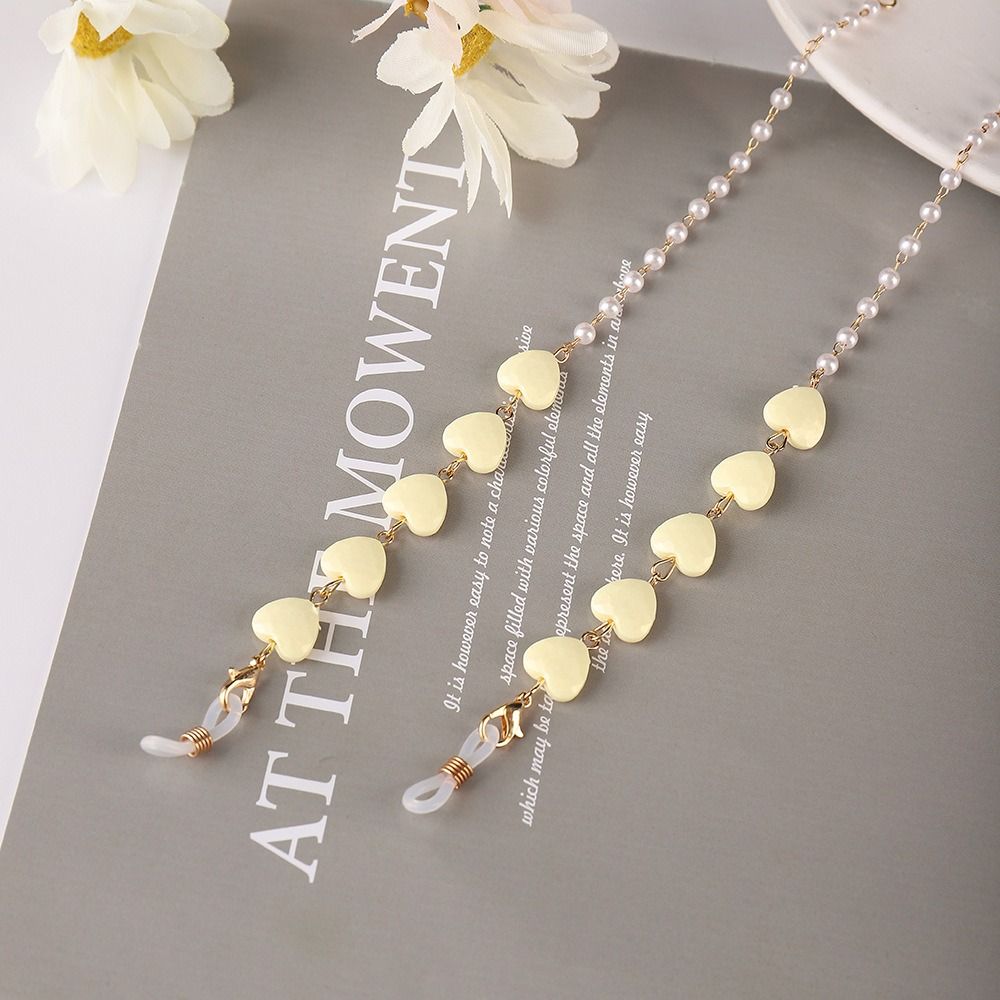 Heart Shape Imitation Pearl Eyeglasses Lanyard Glasses Chain Beaded Chain Reading Spectacles Holder Eyewear Accessories: SKY BLUE