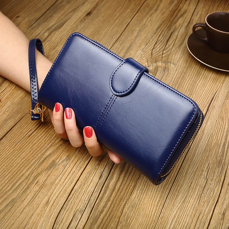 Aliwood Women Wallet Clutch Brand Coin Purse Leather Female Wallet Card Holder Long Lady Clutch Carteira Feminina: Blue