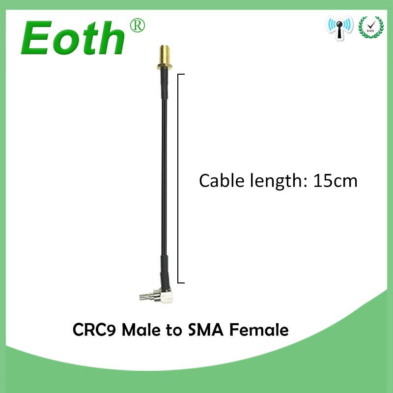 2pcs 3G HUAWEI modem adapter SMA Female Jack nut Switch CRC9 Right Angle pigtail cable RG178 15CM 6" Adapter