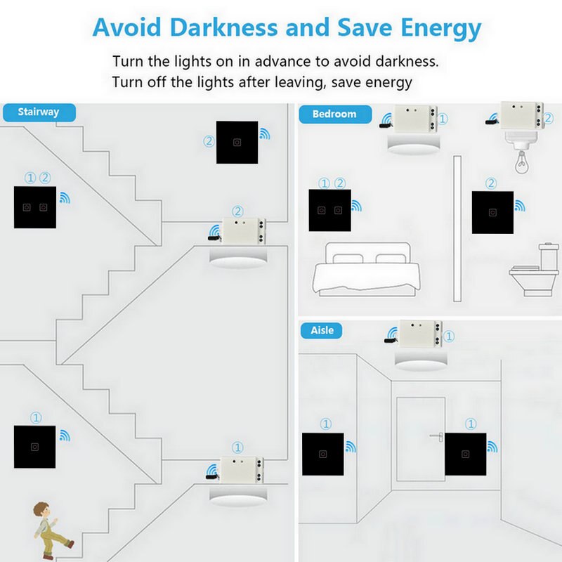 RF433 Smart Switch Remote Control Receiver 1/2/3 Gang Home Appliance Renovation Wireless RF Remote Control Switch