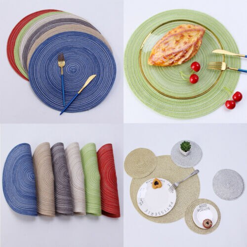Faroot Feine Western essen matt Weihnachten Runde gewebte Tisch Pads Tischsets PP Wasserdichte Tuch Matten