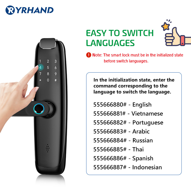 YRHAND H2 Tuya wif fingerprinti fechadura eletronica сейф password cerradura inteligente smart door lock