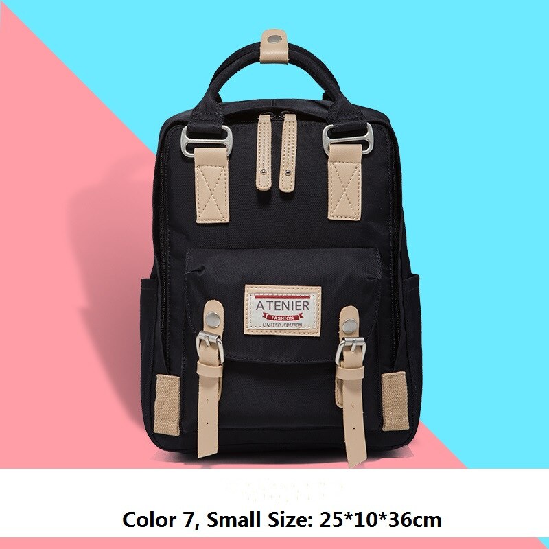 Mädchen-Rucksack aus Segeltuch mit Krapfen-motiv, schülerinnen-Rucksack in bonbonfarben, wasserdicht, schulrucksack, freizeit-reiserucksack, mochila feminina: Klein 7