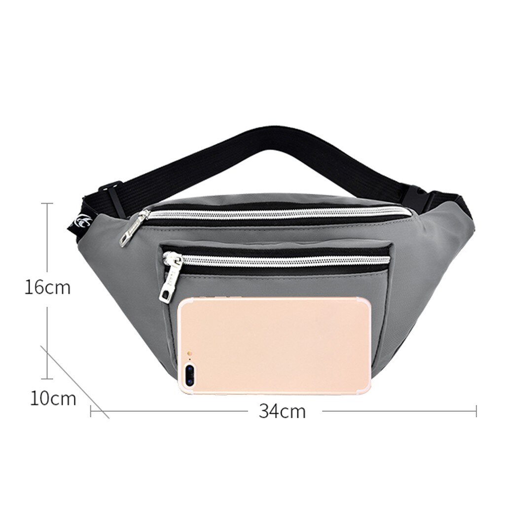 Vrouwen Tassen Effen Kleur Nylon Rits Messenger Bag Borst Bag Telefoon Tas Nylon Waterdichte Zachte Taille Packs Tas Mannen sport