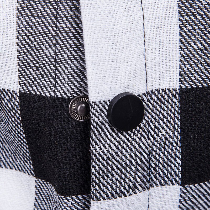 Camisa con capucha a cuadros para hombre, ropa de manga larga, ajustada e informal, con bolsillos y botones en la parte delantera, color rojo y negro, 2XL