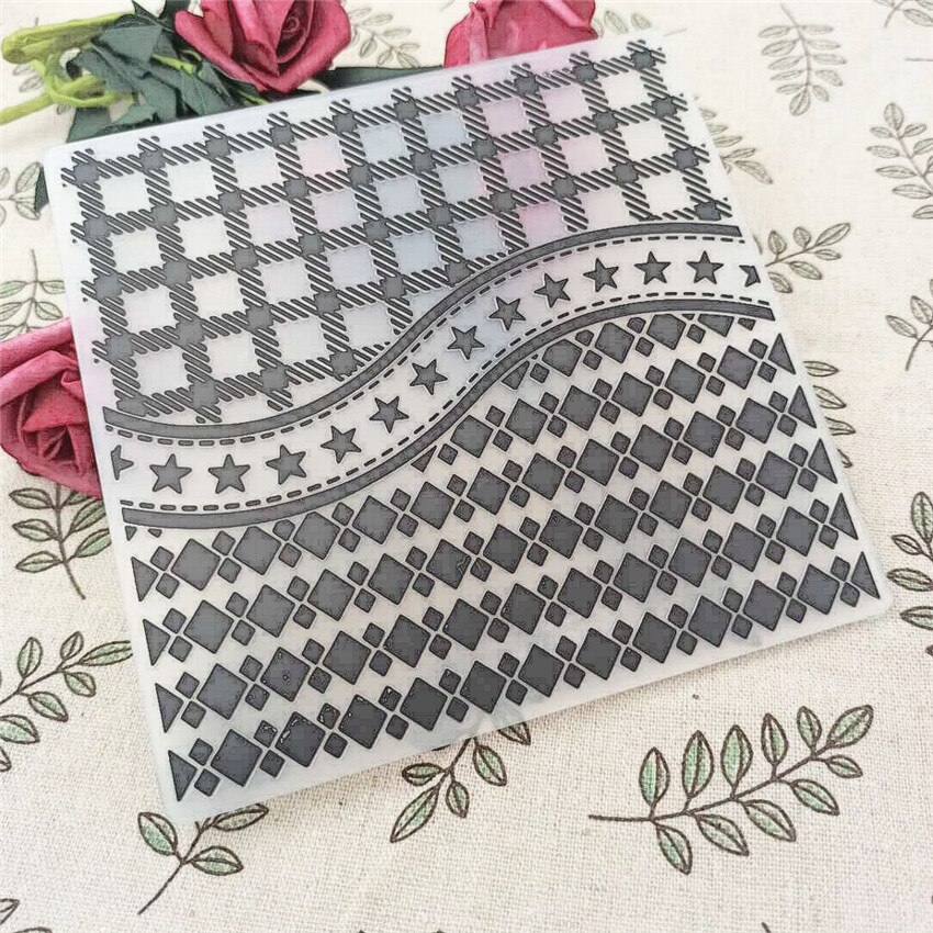 15x15cm Grid lines Embossing folders Plastic bump Scrapbooking DIY Template Fondant indentation Cake Photo Album Card Make