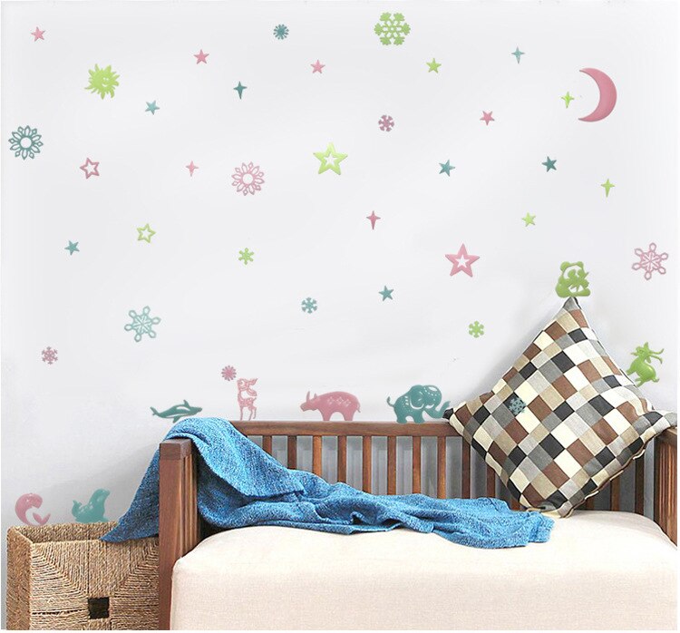 Stickers Glow in The Dark Luminous Moon Stars Wall Stickers Realistic Galaxy Glowing Stickers for Room Decoration