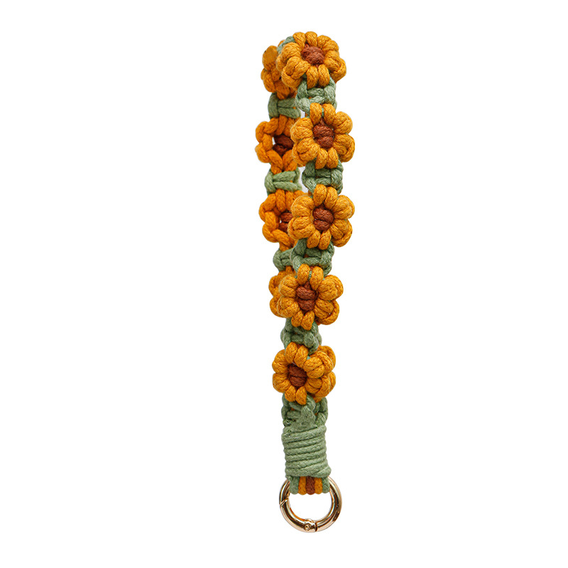 Cordão de Flor de Margarida em Crochê, Alça de Pulso Antiperda para Telefone, Mulheres e Meninas, Pingentes para Bolsa Feitos à Mão, Porta-chaves, Presentes: Cor de aço