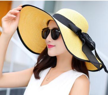 24colors Womens Sun Straw Hat Wide Brim UPF 50 Summer Hat Foldable Roll up Floppy Beach Hats for Women Big Bowknot: 13
