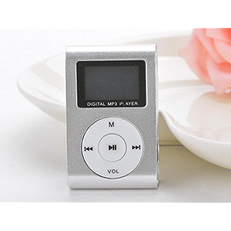 BEESCLOVER Silver Mini MP3 Player Clip USB FM Radio LCD Screen Support for 32GB Micro SD 3.5mm r60