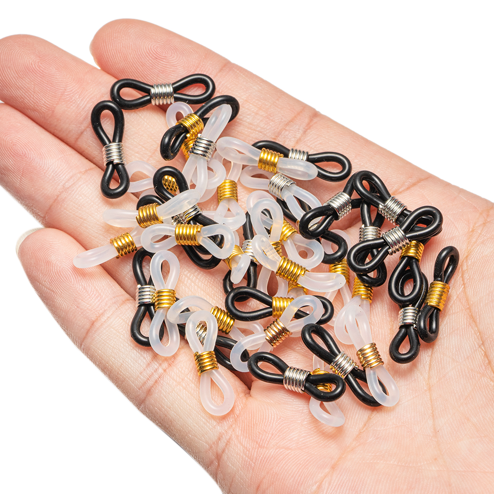 50Pcs Eyeglass Chain End Adjustable Spring Rubber End Connector for Eye Glasses Sunglasses Cord Holder Strap Loop Necklace Chain