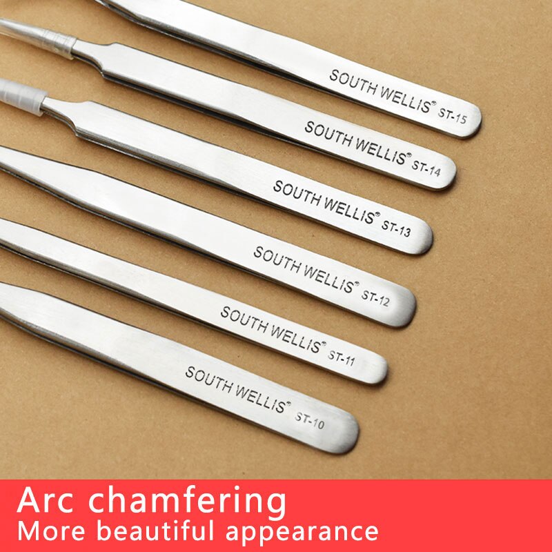 Pinças st extensão de cílios de aço inoxidável ferramentas de maquiagem unhas decoração picker profissional pinça de cílios curvado em linha reta