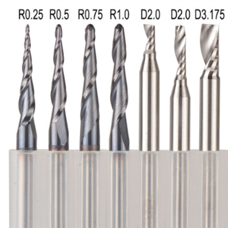 -CNC Solid Carbide Engraving Bits Milling Cutter Woodwork Set 3.175Mm Shank Router Bits for Carving Wood Tools