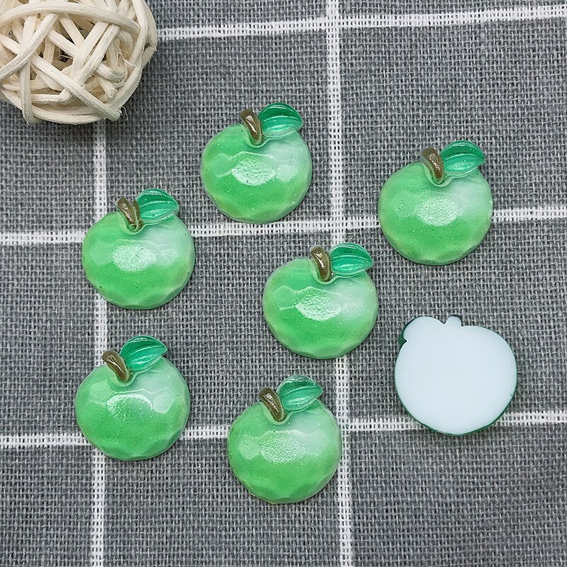 10 sztuk owoce półpłaskie kaboszony z żywicy Scrapbooking robić kokardki robić włosów centrum przypadku telefonu ozdoby Flatback DIY akcesoria: jabłko
