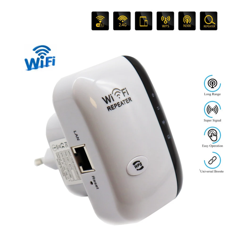 Wzmacniacz sygnału Wi-Fi Bezprzewodowy wzmacniacz sygnału Rozszerzony wzmacniacz sieci UE USA Router domowy 300 m przez ścianę Sypialnia Odbieraj ruch
