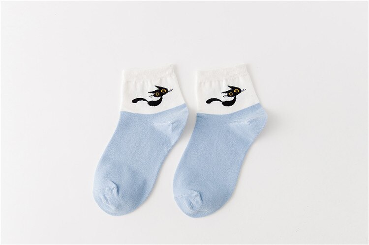 Cute Cat Women Socks Middle Tube Cartoon Cotton Socks for Girls: 018