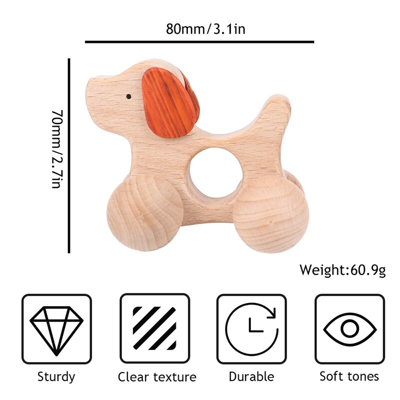 1Pc Leuke Baby Speelgoed Beuken Houten Dieren Honden Auto Cartoon Olifanten Montessori Speelgoed Voor Kinderen Tandjes Verpleging Baby Bijtringen