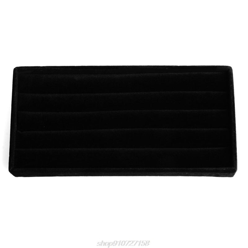 Samettikorusormus korvakoru näyttölaatikko tarjottimen pidike säilytysvitriinin järjestäjä  d14 20: Musta