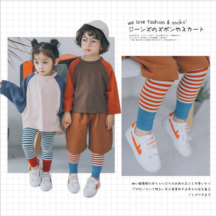 Ragazze collant colore lotta gessato cotone ghette dei bambini