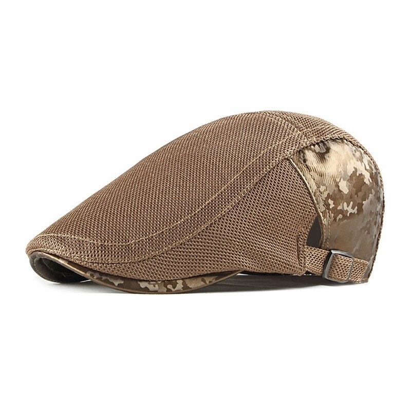 Hombres Mujeres boina gorra de retazos de malla ahuecada ajustable sombra de sol sombreros de pico accesorios para la cabeza al aire libre ZH: Verde