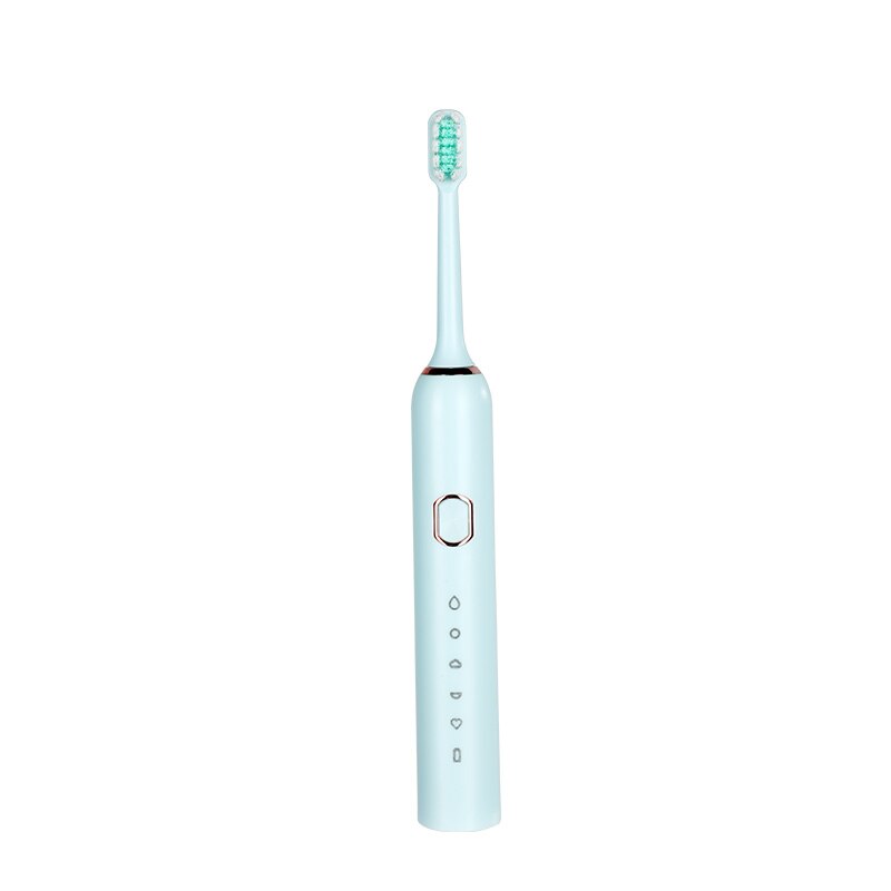 Intelligent Automatic Electric Toothbrush Adult 5 Modes Tooth Brush USB Charging Waterproof Tooth Whitening tooth Heads Set: 1set  blue