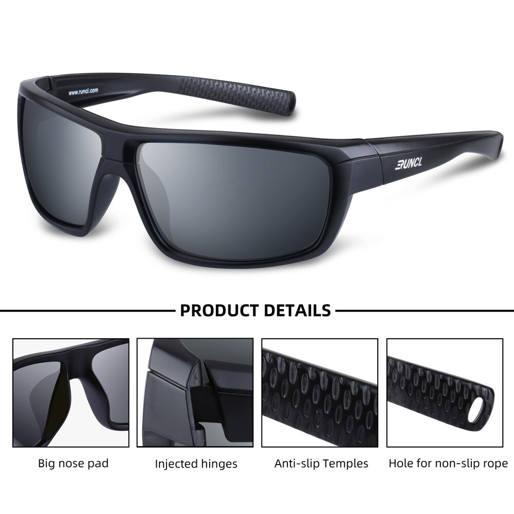 RUNCL Polarized Floating Sunglasses Sports Fishing Glasses for Men Women Outdoor Cycling Camping Driving Surfing