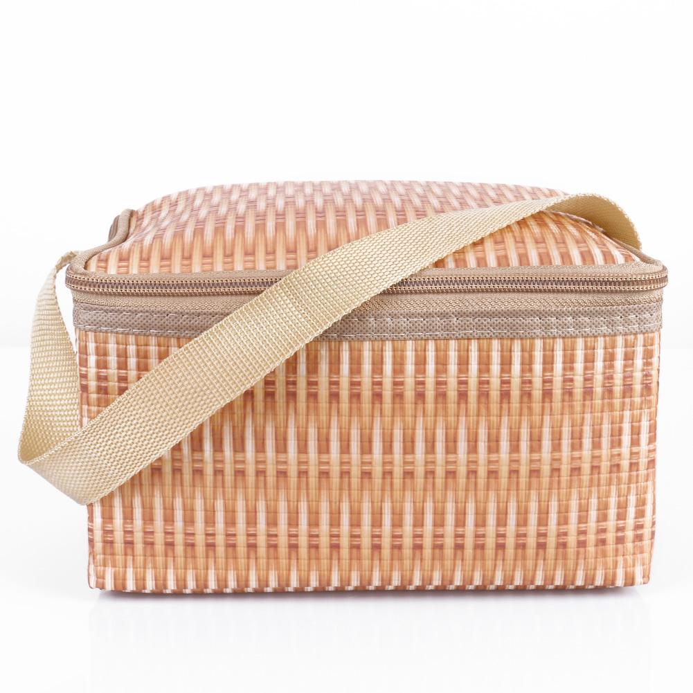 Draagbare Imitatie Rotan Lunch Bag Geïsoleerde Thermische Koeler Lunchbox Tote Opbergtas Container Voedsel Picknick Tas