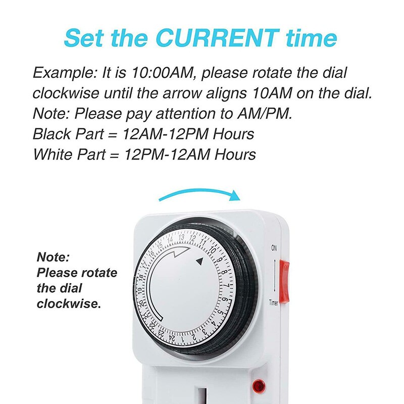 3 Pin UK plug 24-hour Timer Wall Socket Mains timer Plug In Timer Timing Clock Socket UK Plug Timer Switch Outlet