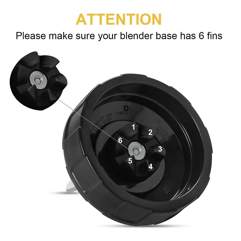 6 Fins Blender Blade Replacement Parts for 16 Oz Blender Cup Nutri Ninja AutoAuto-IQ BL660 BL663 BL663CO BL665Q BL740