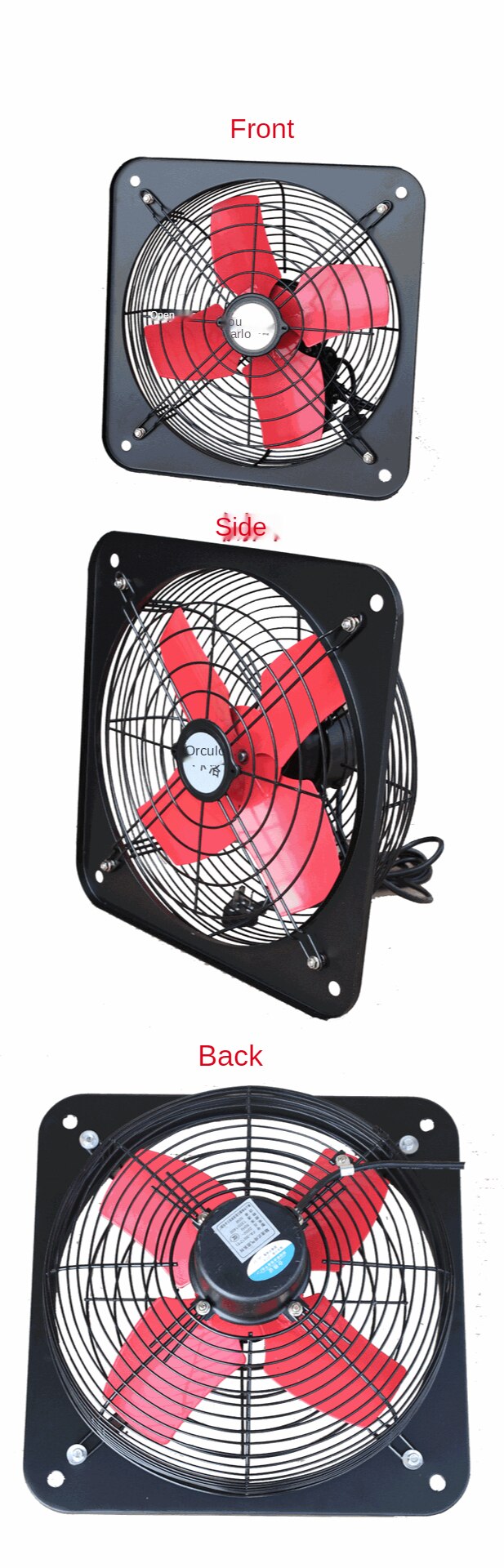 10inch Powerful Industrial Ventilation Extractor Metal Axial Exhaust Commercial Air Blower Fan for Kitchen Bedroom