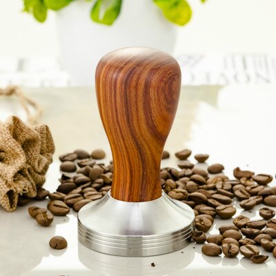 1/49/51/53/57. 5/58/58,35mm Chacate Schwarz Holz Tamper Kaffee Pulver Hammer mit 304 Edelstahl Basis Kaffee Zubehör: Flat Base 51mm1