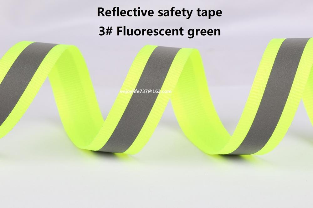 3/4 "(2 cm) breed 50 meter lang een rol speciale reflecterende singels lint (Fluorescerend groen, wit, zwart, geel, gouden, orange): fluorescent green