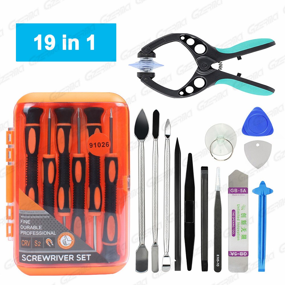 GZERMA-Kit de herramientas de reparación 19 en 1 para teléfono inteligente, juego de destornilladores para iPhone 12 Pro Max 11 8Plus 6s, herramientas manuales de reparación, bricolaje: 19 in 1 Full Set