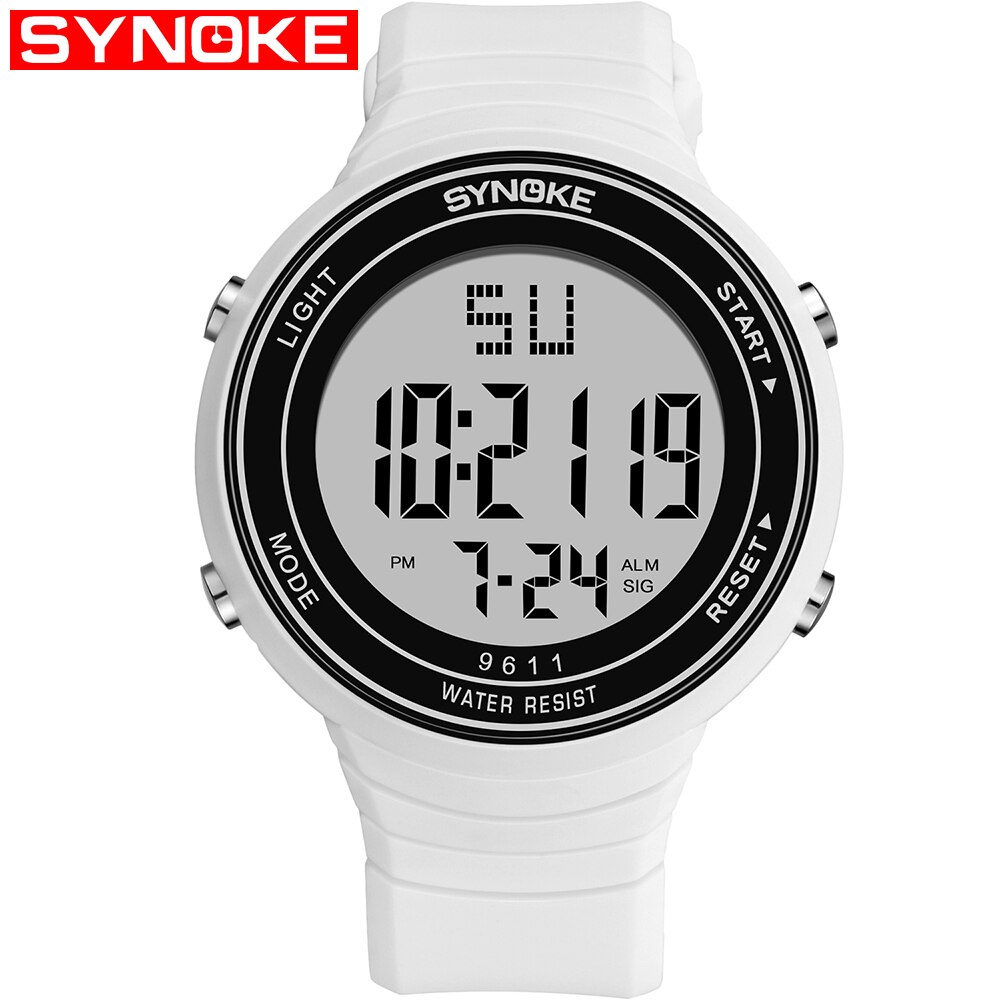 Miesten kellot digitaaliset led urheilukellot mieskello luksuselämä vedenpitävä miesten kello relogio masculino reloj digital hombre: Valkoinen