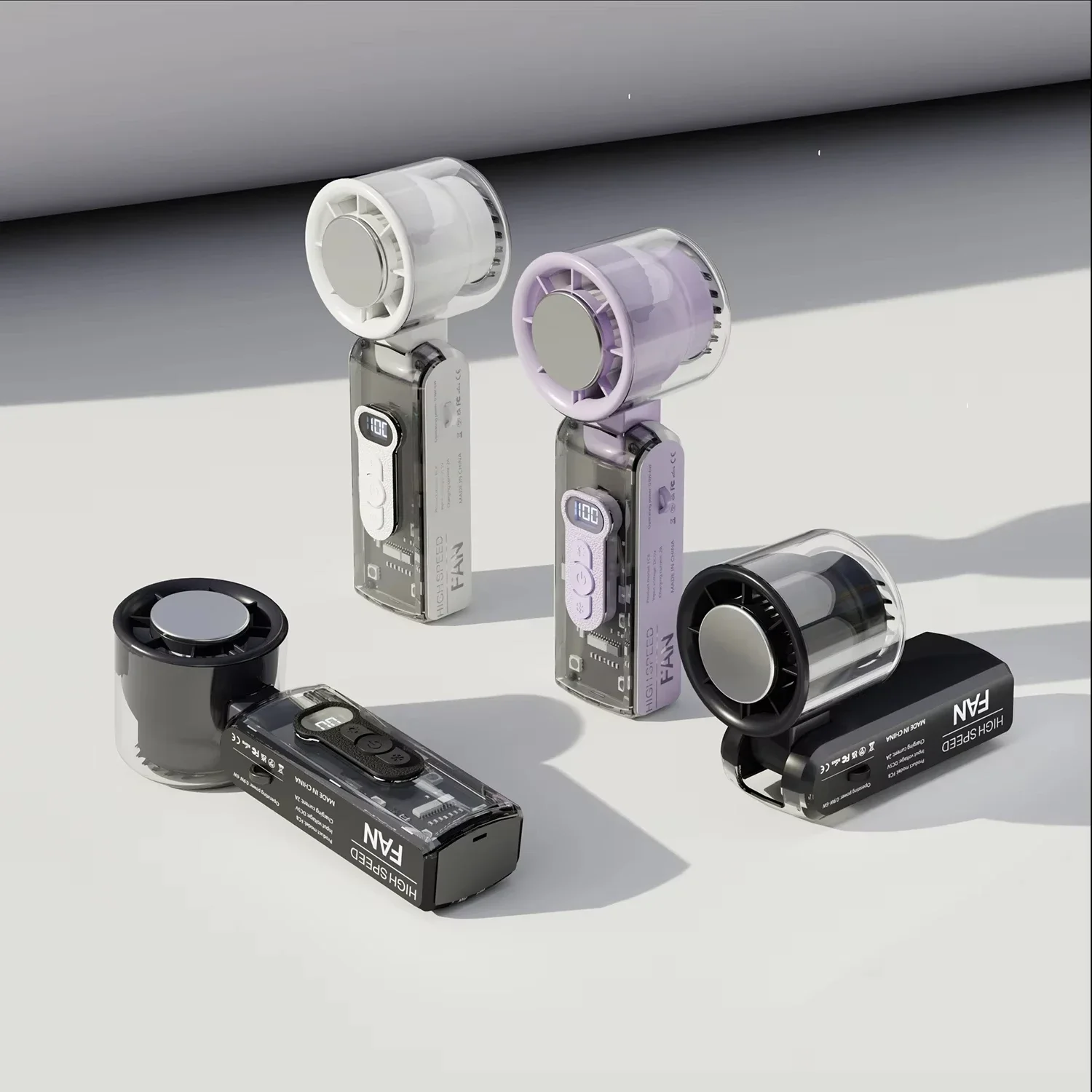 High Speed Folding Refrigeration Fan, Digital Display Mini Portable USB Charging Fan, High Wind Power Handheld Fan