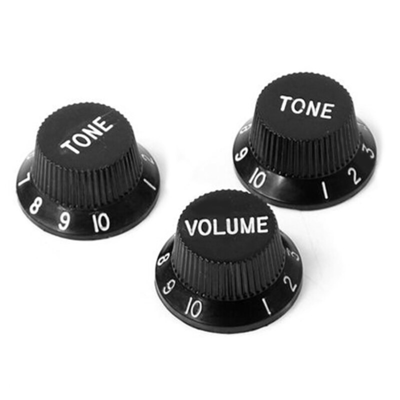 1 Volume 2 Tone Knop Knop Elektrische Gitaar Potentiometer Cap Hoed Voor Fd Onderkant Zwart