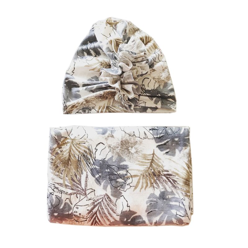 2 pièces/ensemble -né bébé recevant couverture bandeau/chapeau coton lange d'emmaillotage serviette 57BF: 13-90X90cm
