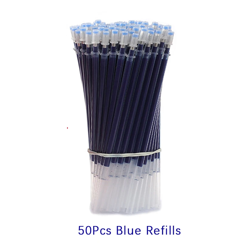 Juego de bolígrafos de Gel de 0,35mm, set de bolígrafos de tinta reemplazable, varillas de recarga de tinta azul, roja y negra, para oficina y escuela, 54 unidades: Negro