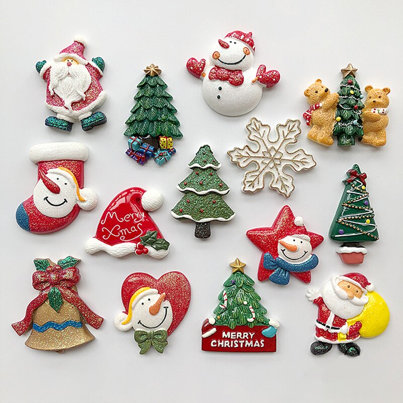 Aimants de réfrigérateur pour décoration de noël, accessoires en résine pour père noël, bricolage, ornements pour la maison,