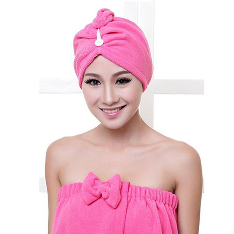 Rapid Drying Hair Towel Thick Absorbent Shower Cap Hair Drying Wrap Womens Girls Lady's Towel Quick Dry Hair Hat Cap Turban Head: rose red