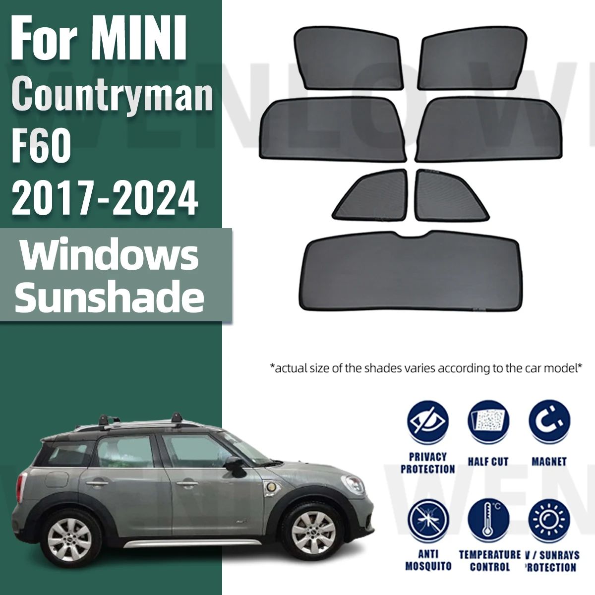 For MINI Countryman F60 Magnetic Car Sunshades Front Rear Windshield Blind Curtain Baby Side Window Sun Shade Visor