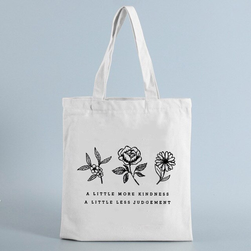 Mulheres Saco de Compras com Rose Flores Imprimir Lona Eco Sacola de Compras Reutilizável Sacos de Livro Estudante Saco de Pano Feminino Bolsa de Ombro: B0008-TBWH-M