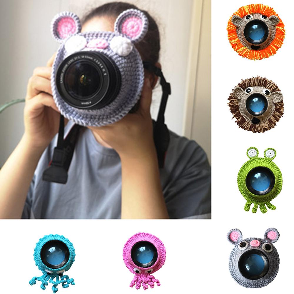 Handmade Knitted Camera Lens Decorative Ring Carton Baby Photo Prop Adorable Guide Toy Doll