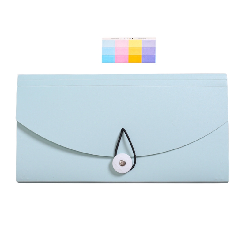 B6 Expanding Document Folders with Tabs Spring Button Closure Portable B6 Document Holder 13 Pockets for Office Home: sky blue