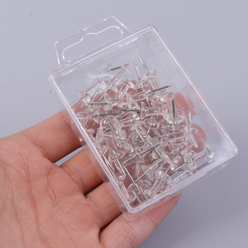 50pcs/set Plastic Transparent Rose Gold Push Pins Thumb Thumbtack Board Pins Drawing Photo Wall Studs Office School Supplies