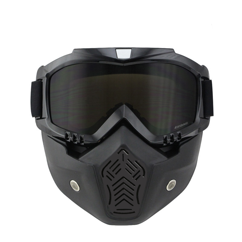 Lunettes pour casque de moto requin, Vintage, pour Motocross, rétro, coupe-vent, ouvert, masque: Style2 black black