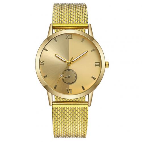 Koppelhorloges voor dames en heren, analoog quartz polshorloge, ronde subwijzerplaat, mesh band, romeinse cijfers, unisex polshorloge: Gouden